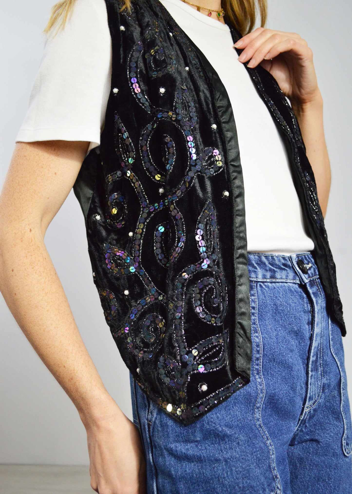 Vintage Festive 90s Sequin Waistcoat