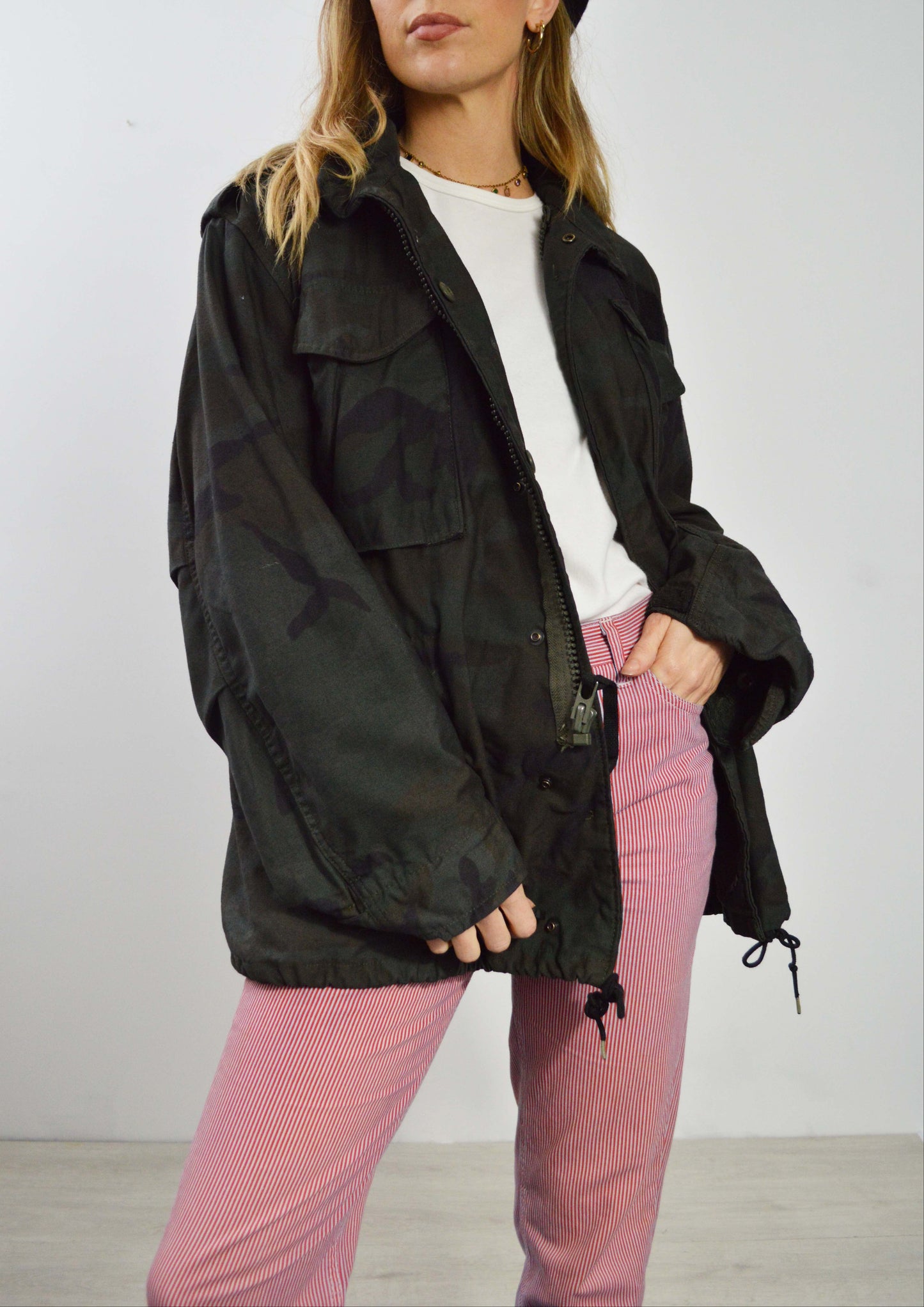 Vintage M65 Black Camo Jacket - Small