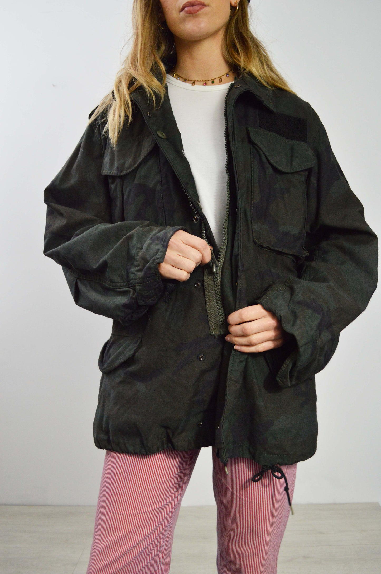 Vintage M65 Black Camo Jacket - Small