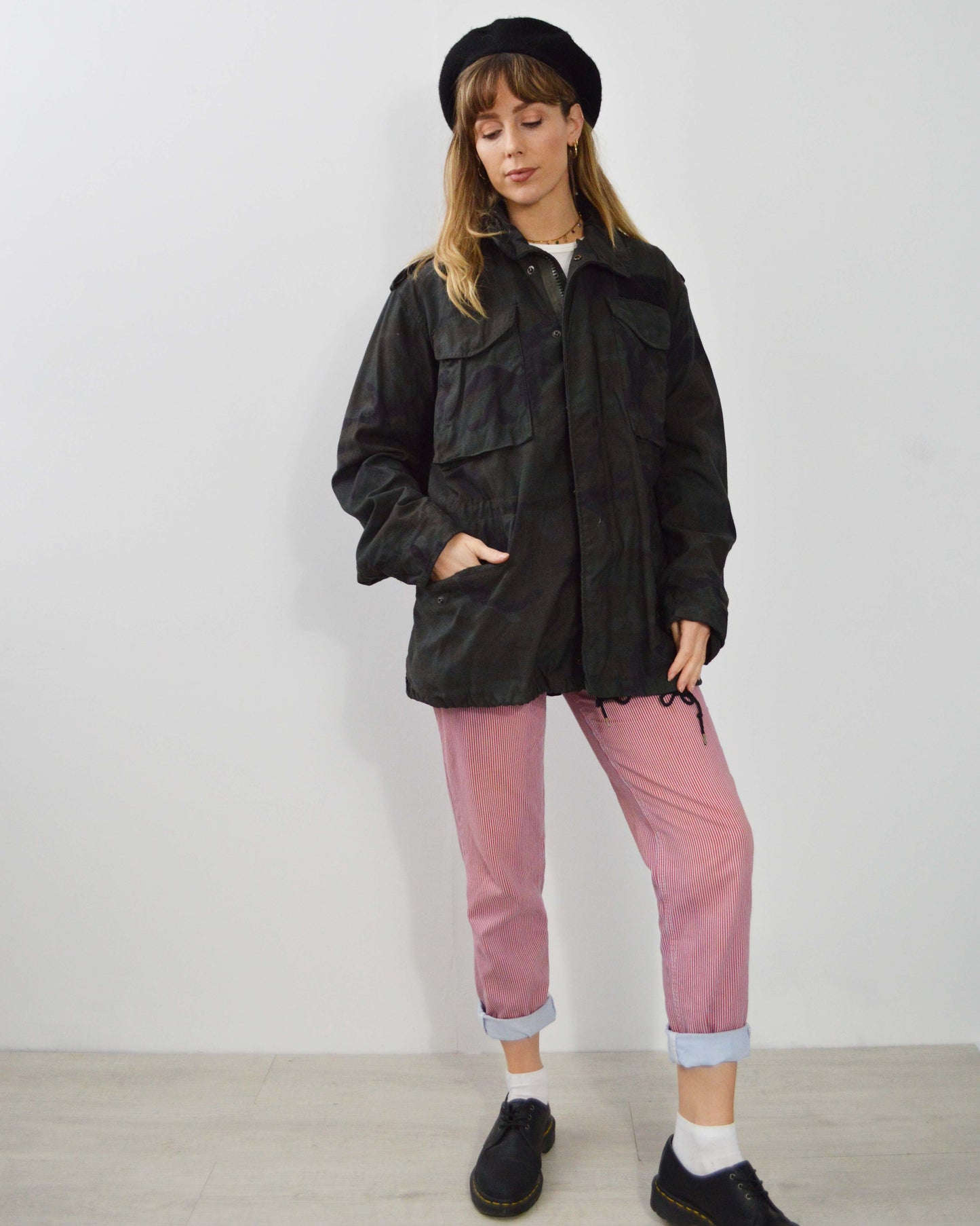 Vintage M65 Black Camo Jacket - Small