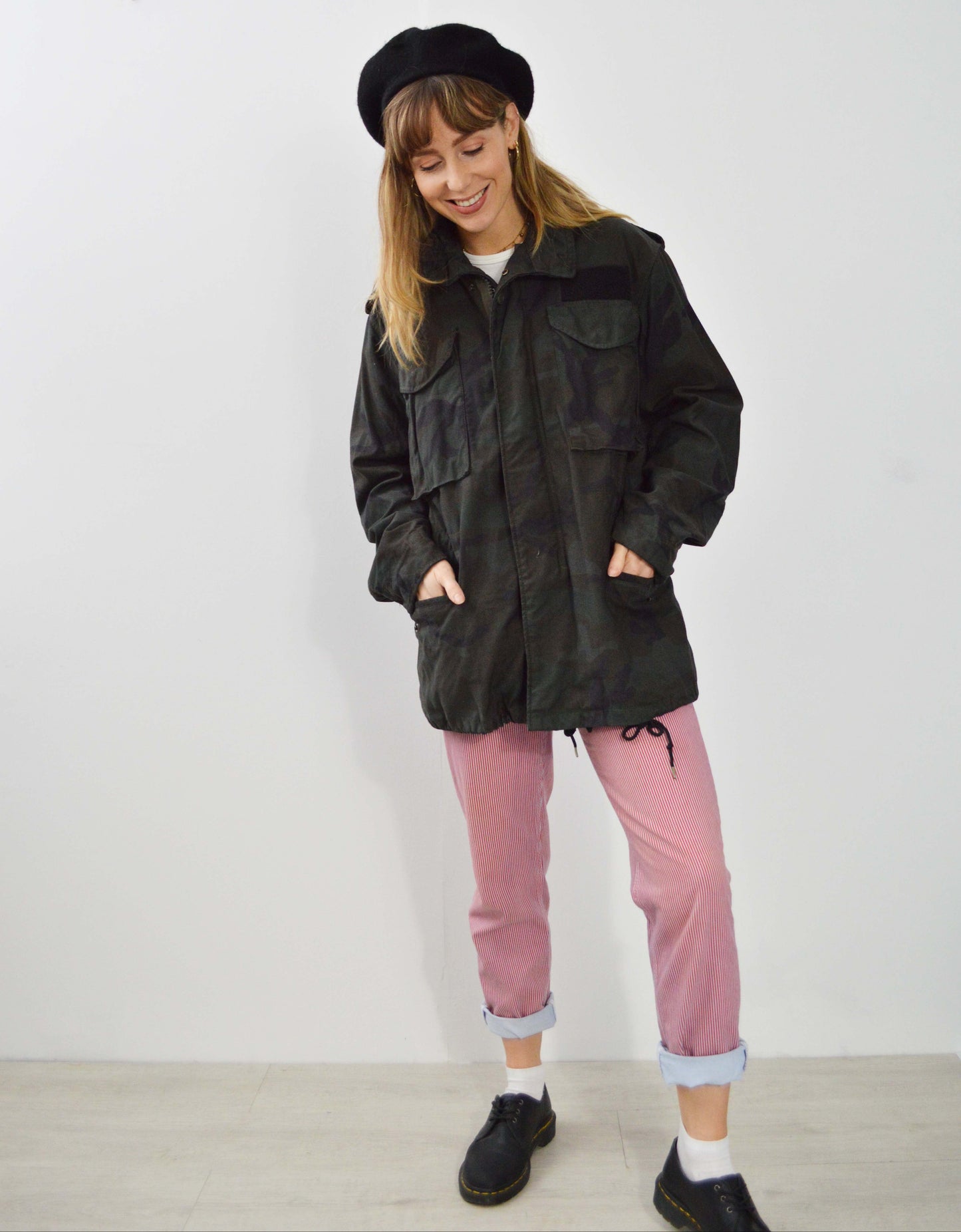 Vintage M65 Black Camo Jacket - Small