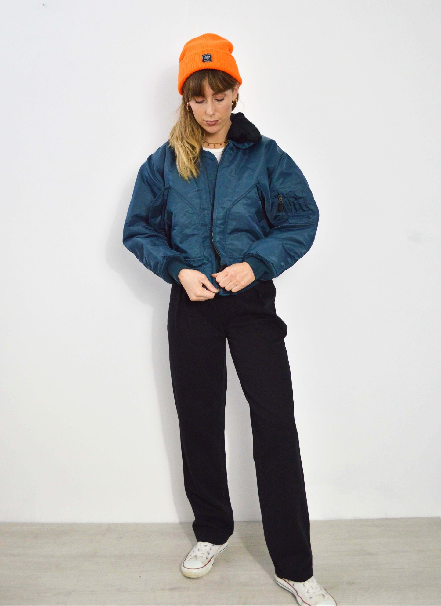 Vintage 90s Women's MA2 Cropped Flying Jacket Turquoise - XS