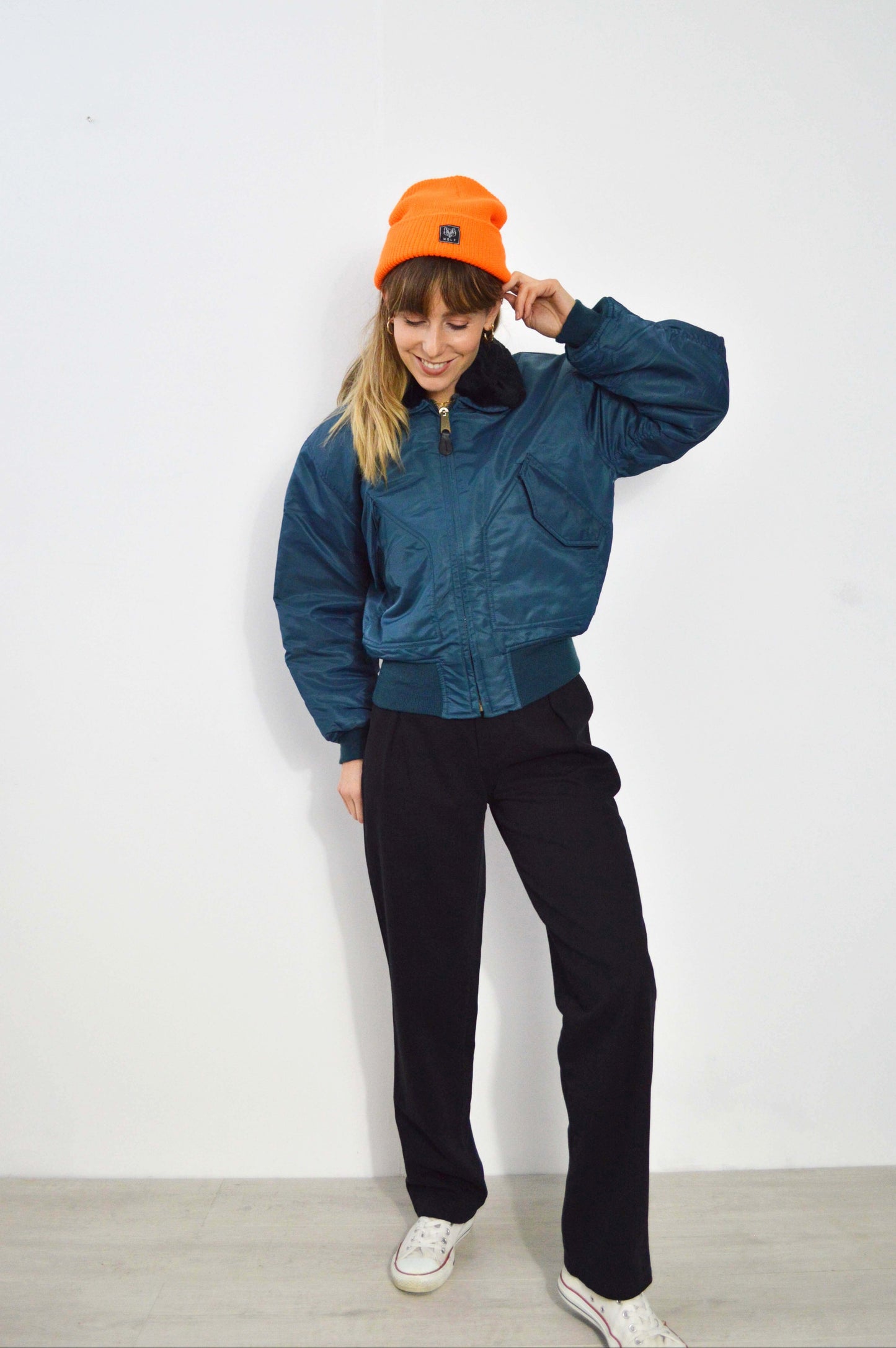 Vintage 90s Women's MA2 Cropped Flying Jacket Turquoise - XS