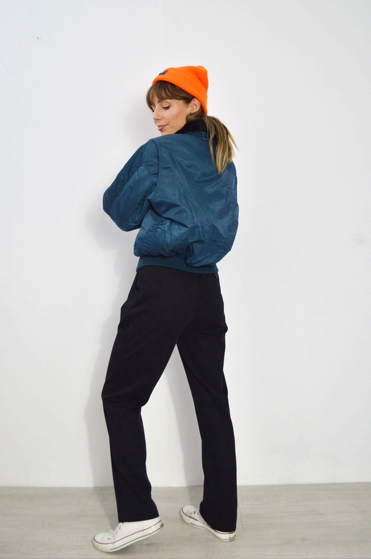 Vintage 90s Women's MA2 Cropped Flying Jacket Turquoise - XS