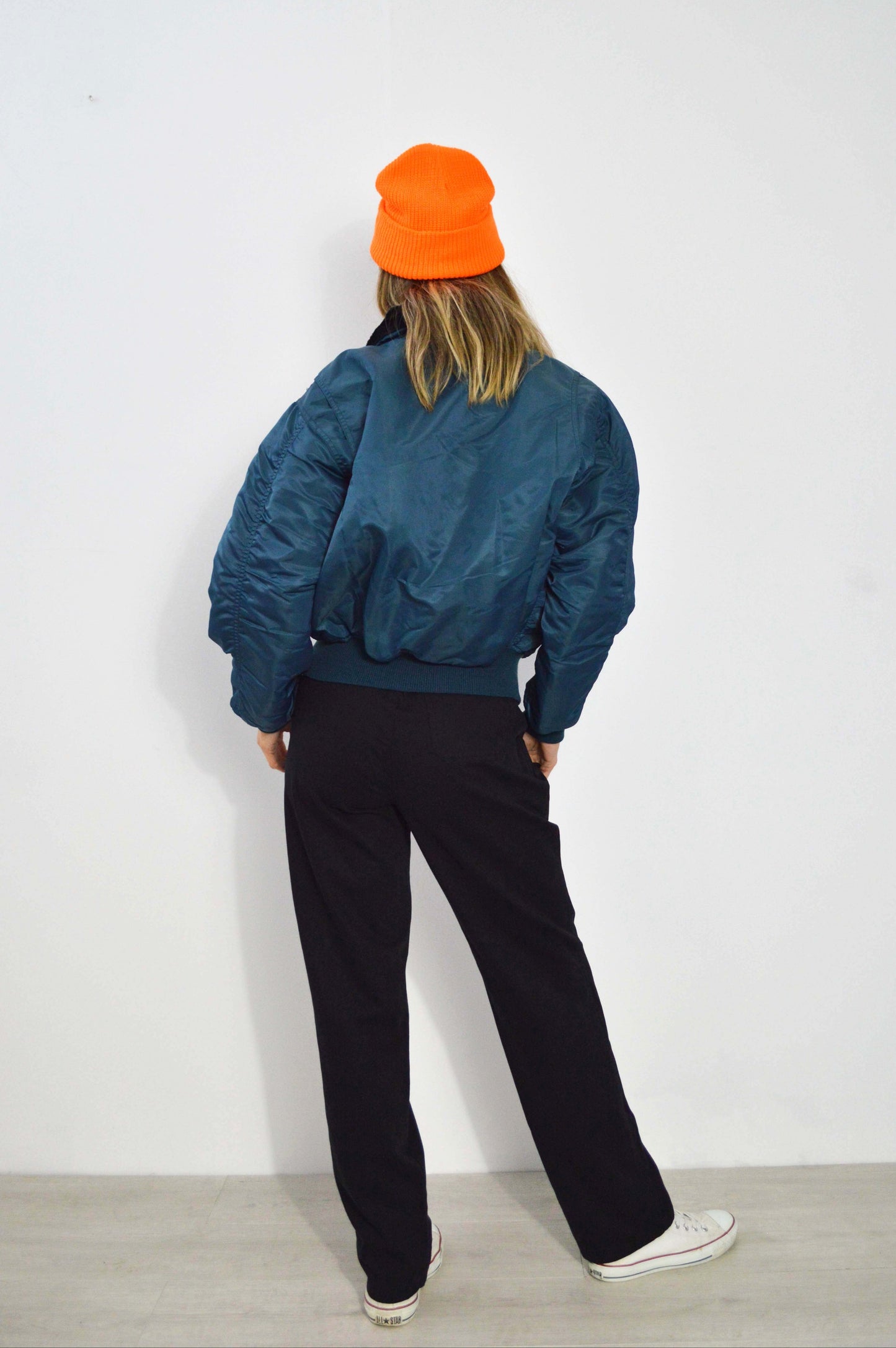 Vintage 90s Women's MA2 Cropped Flying Jacket Turquoise - XS