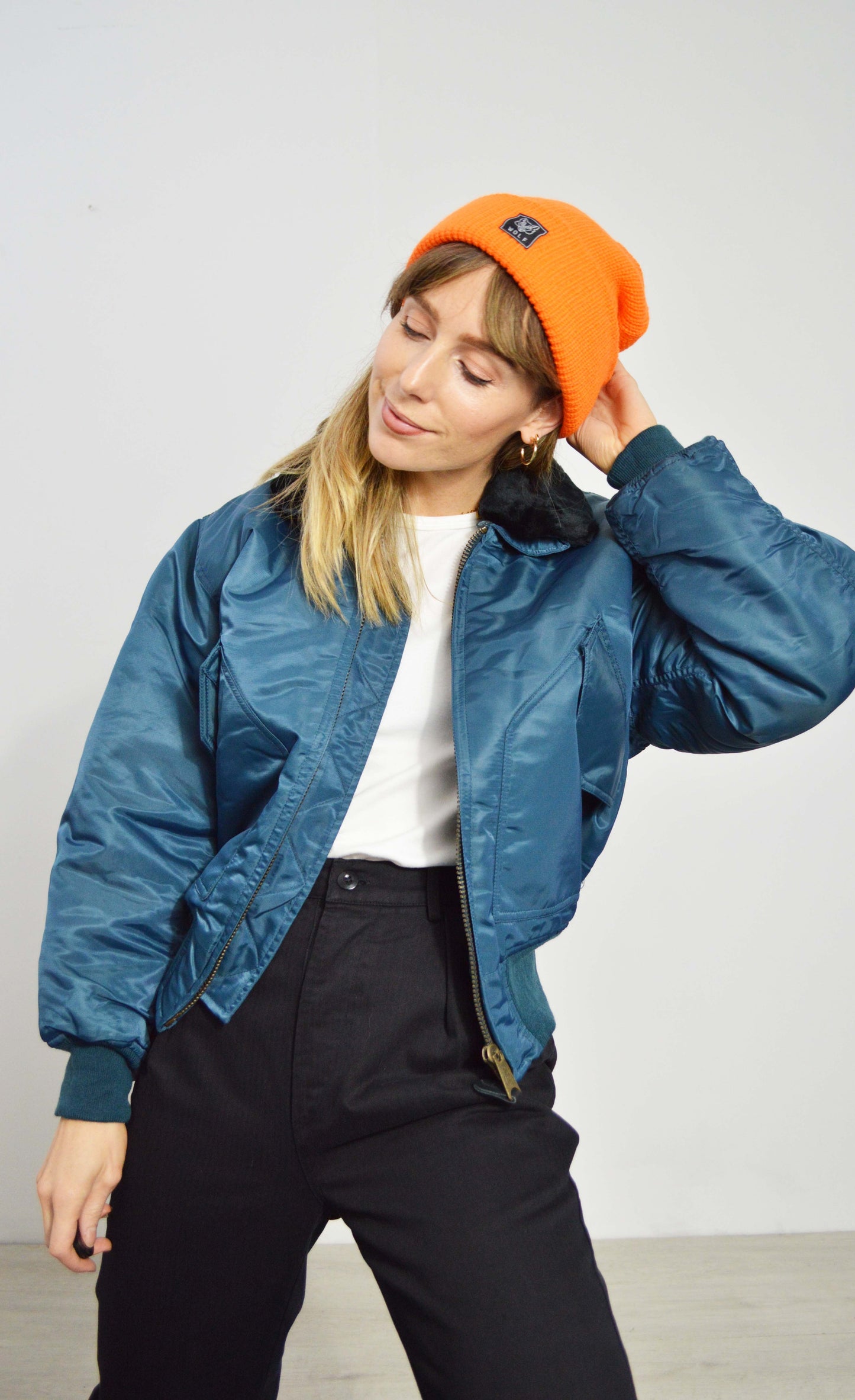 Vintage 90s Women's MA2 Cropped Flying Jacket Turquoise - XS