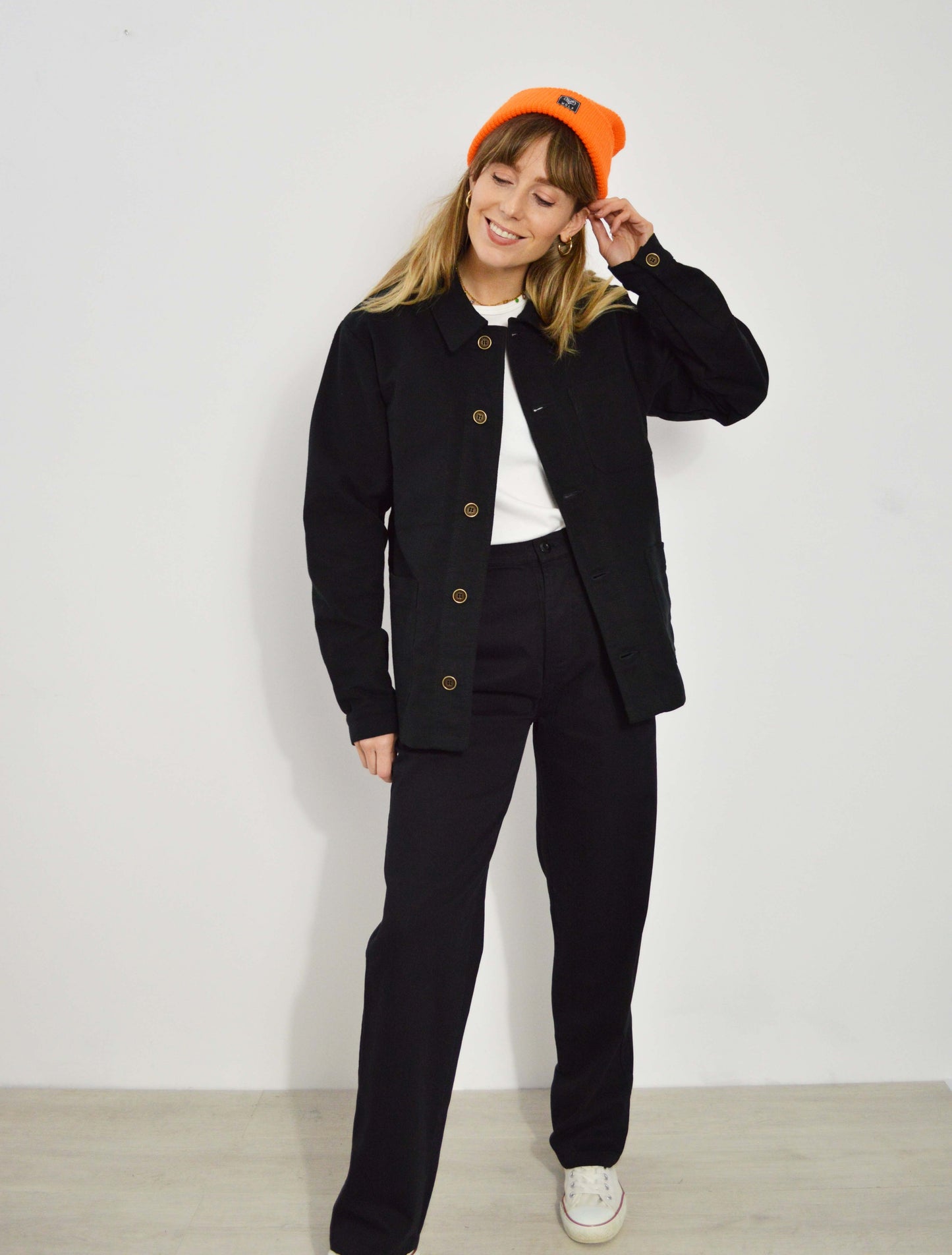 Black French Moleskin Chore Jacket Made In England