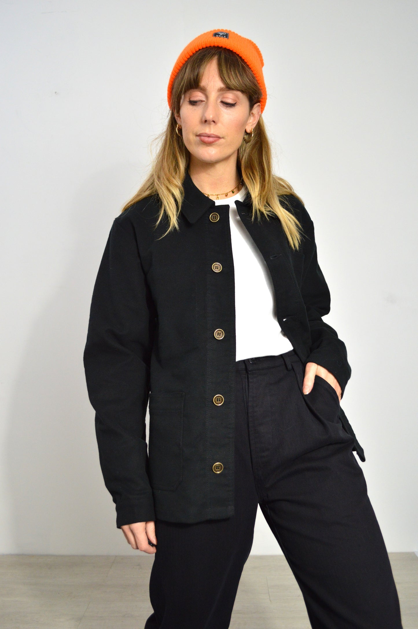 Black French Moleskin Chore Jacket Made In England