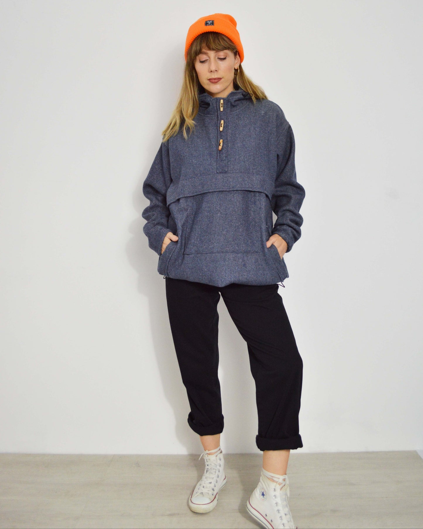 Unisex Vintage Pullover Thermal Anorak Hoodie Coat Handmade