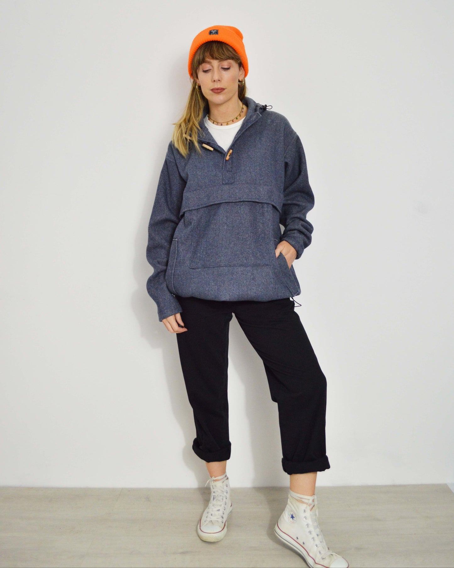 Unisex Vintage Pullover Thermal Anorak Hoodie Coat Handmade