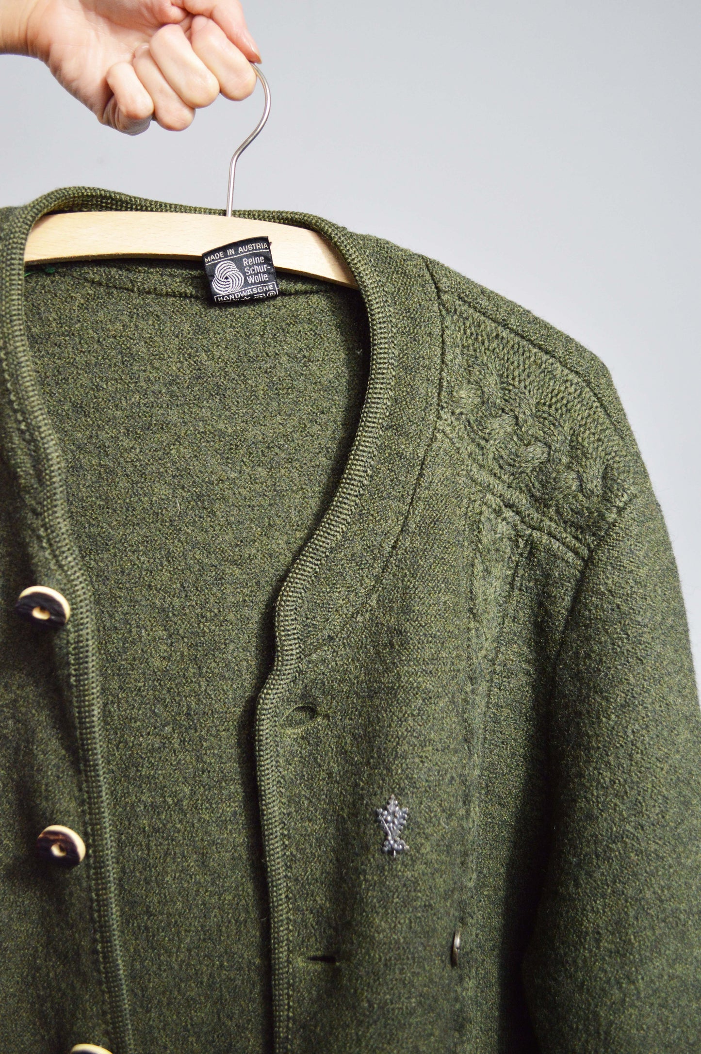 Vintage European Tirol Wool V-Neck Jacket Green