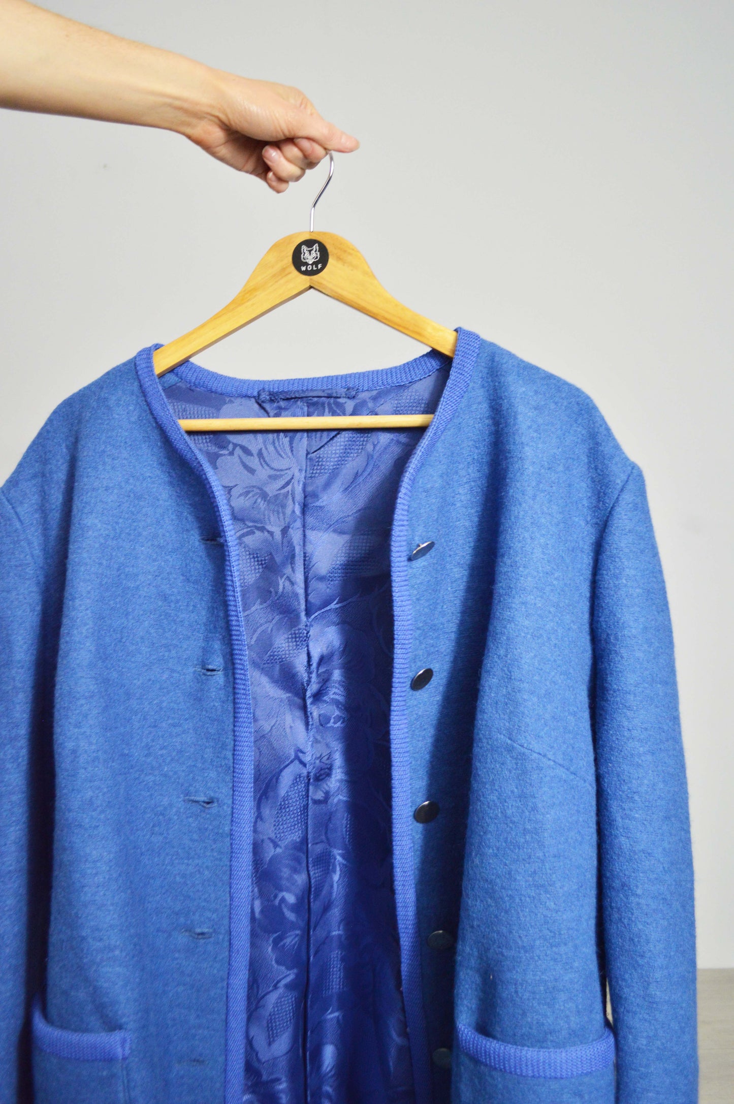 Vintage European Wool V-Neck Jacket Blue