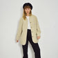 Vintage European Wool Jacket Cream Flower Embroidery