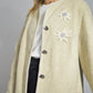 Vintage European Wool Jacket Cream Flower Embroidery