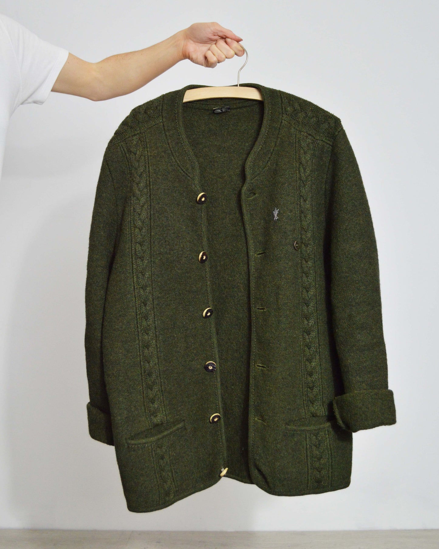 Vintage European Tirol Wool V-Neck Jacket Green