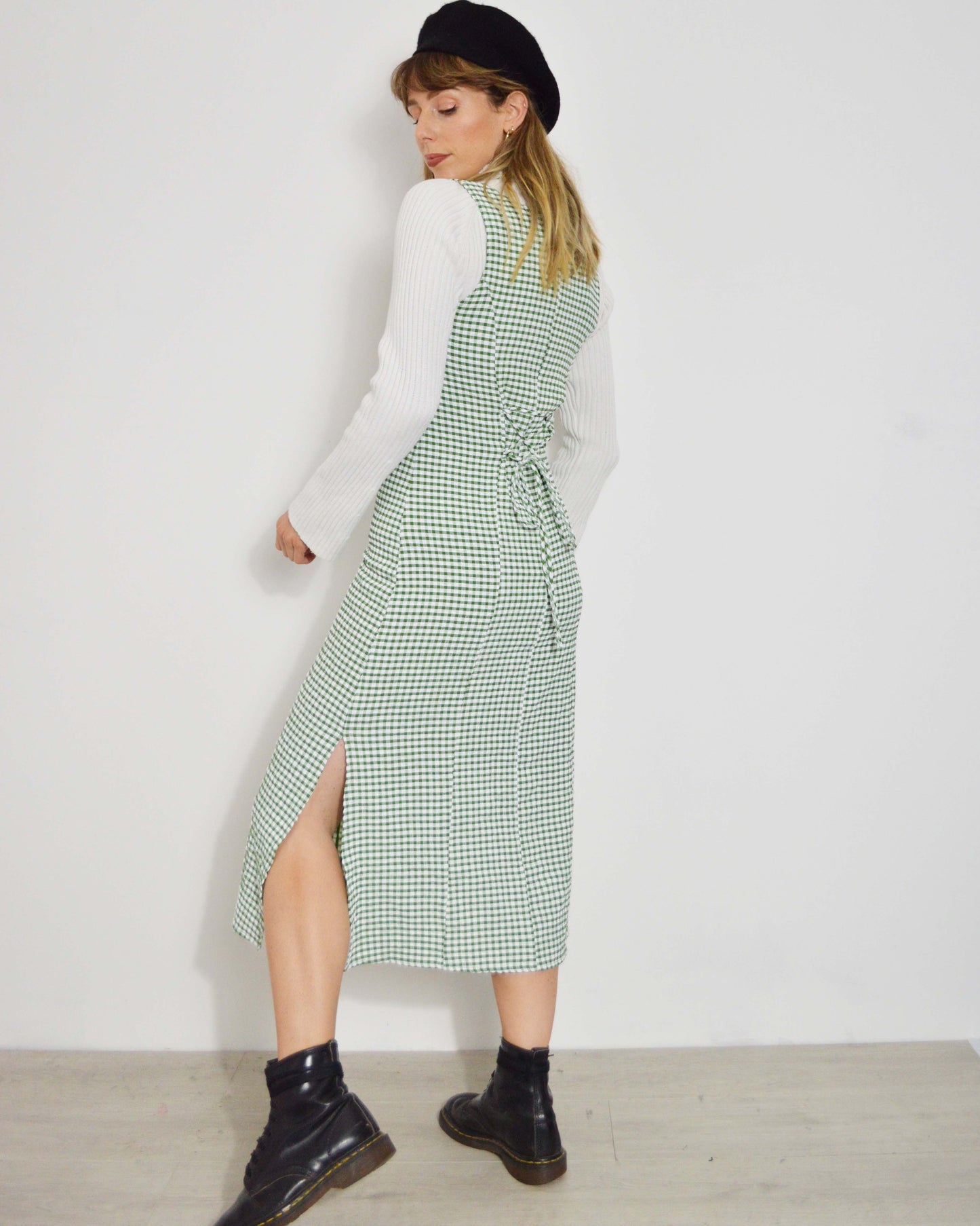 French Gingham Meadow Green Maxi Dress