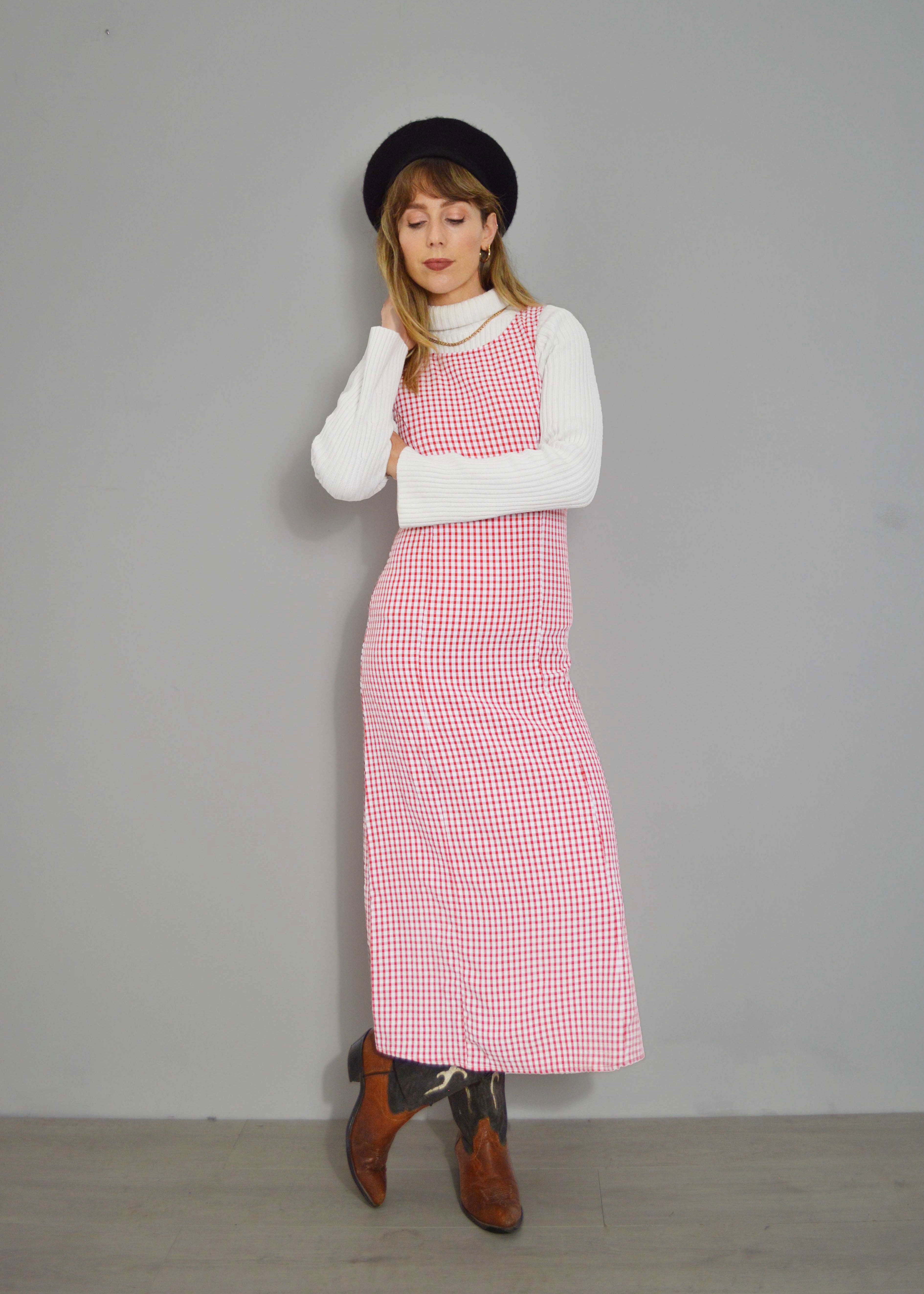 新品＊French Chic Gingham Dress French Gingham Maxi Dress Red – Wolf Clothing Collective Ltd