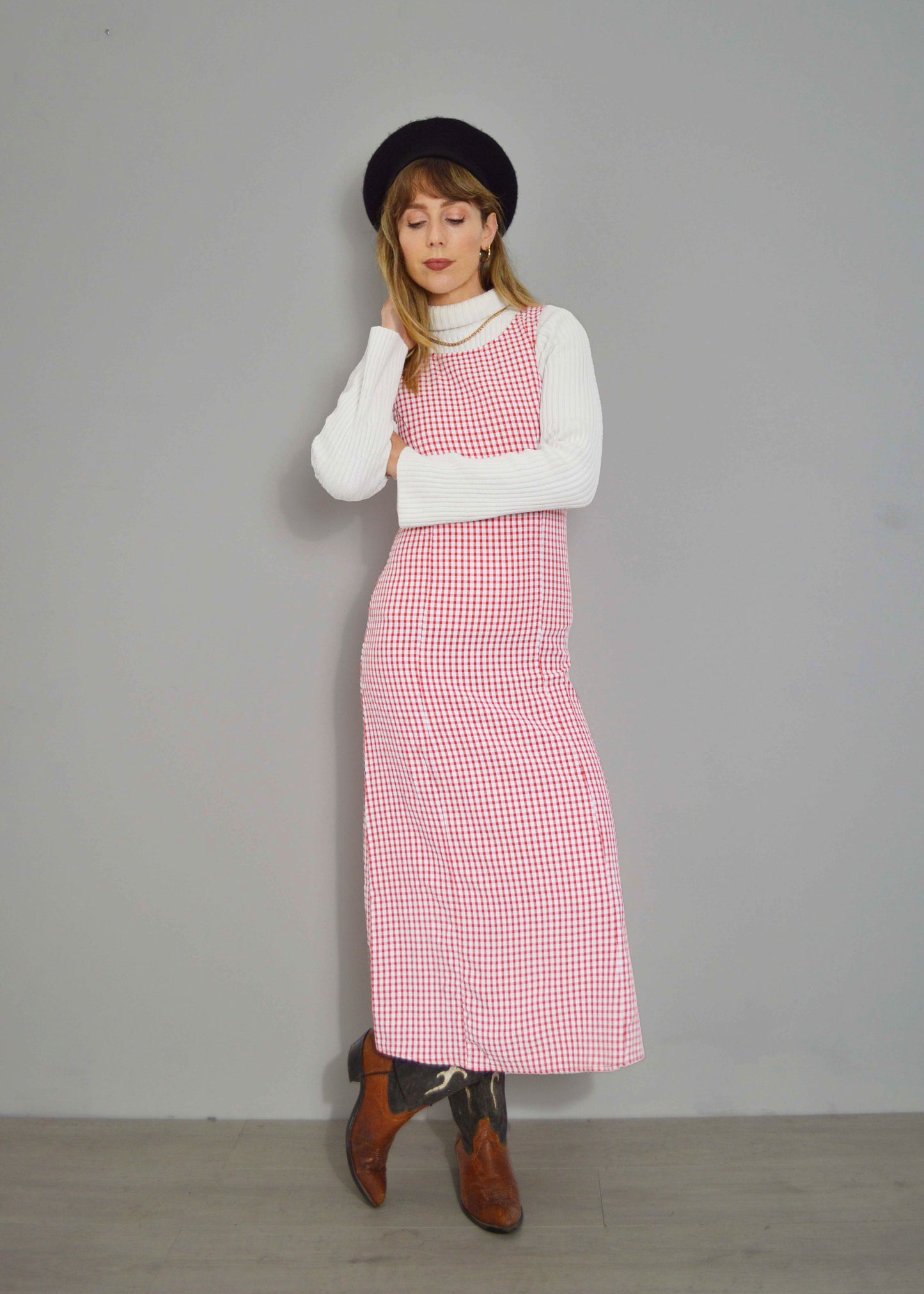 French Gingham Maxi Dress
