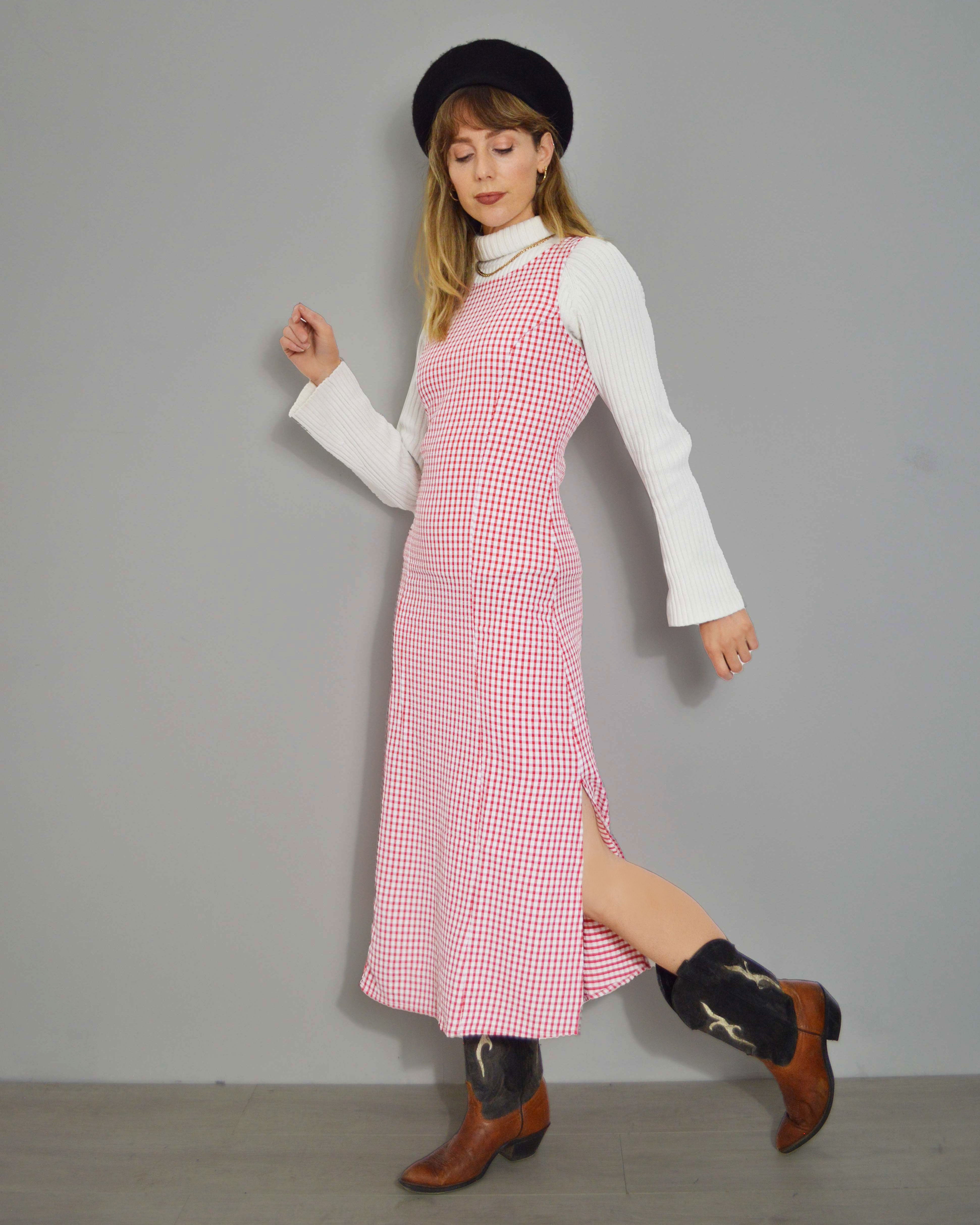 French Gingham Maxi Dress Red – Wolf Clothing Collective Ltd