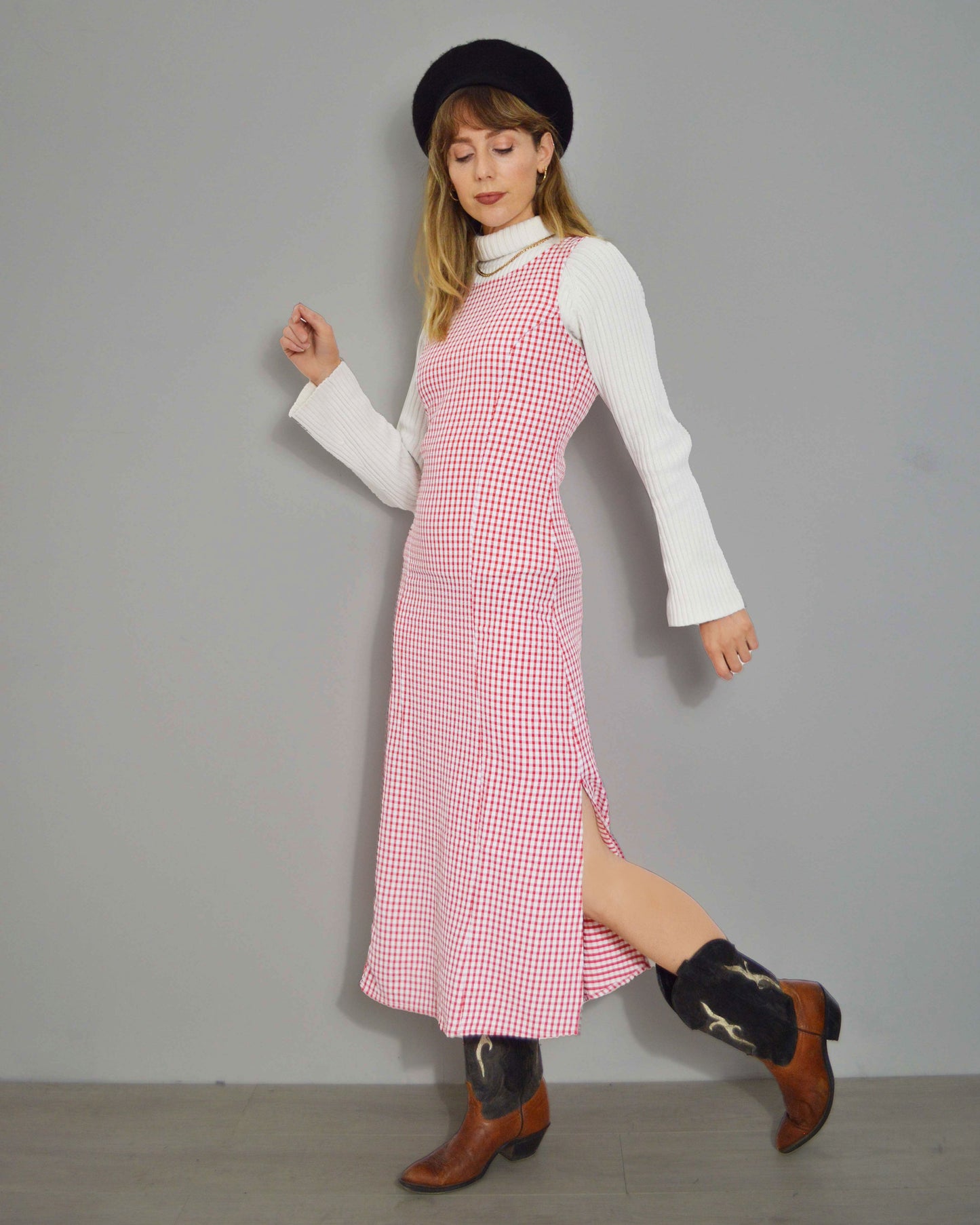 French Gingham Maxi Dress
