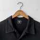 Faded Wash Polo Sweatshirt Cotton Charcoal Black