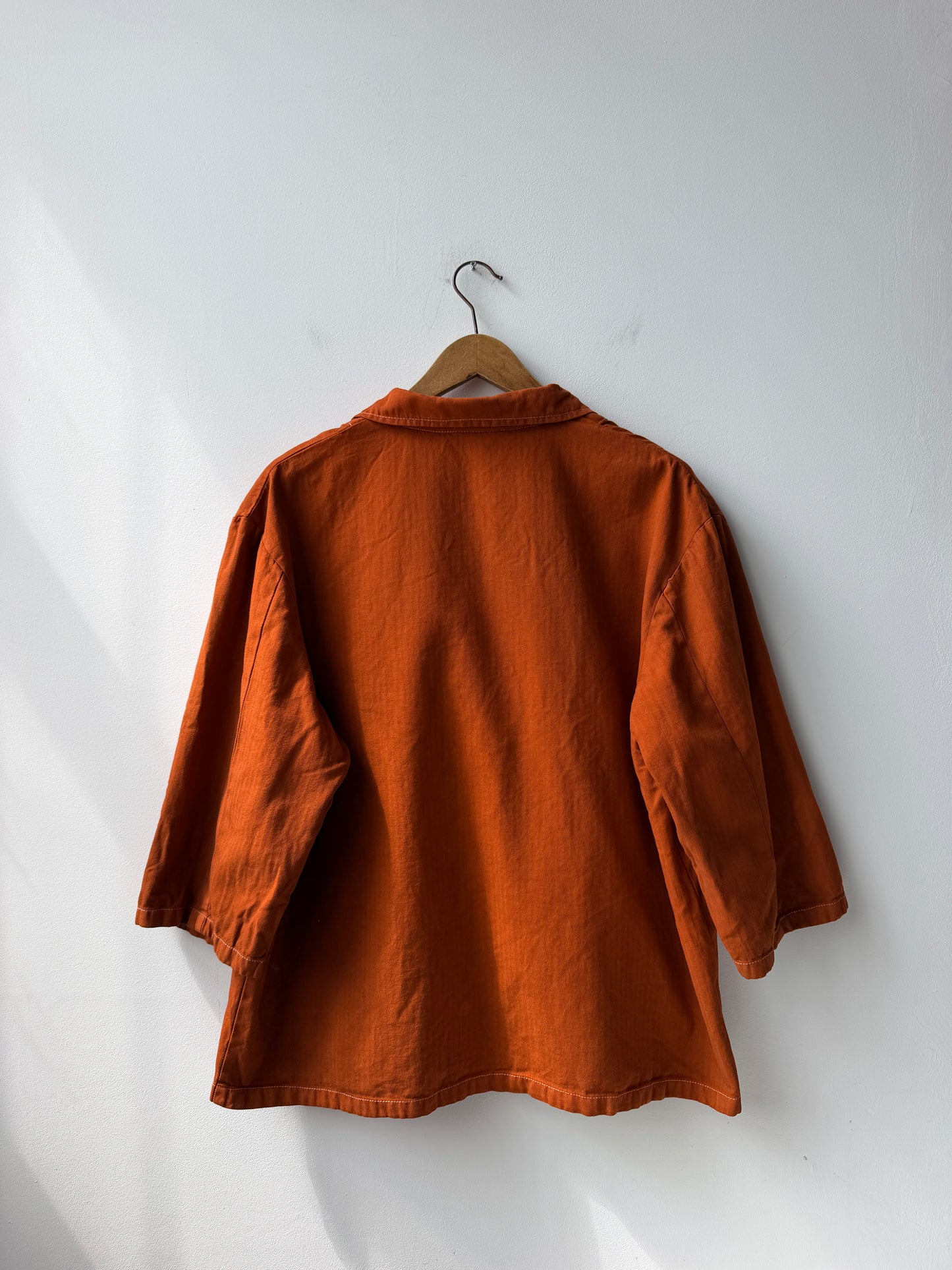 Vintage Artist Smock Pullover Top Burnt Orange 3/4 Sleeve