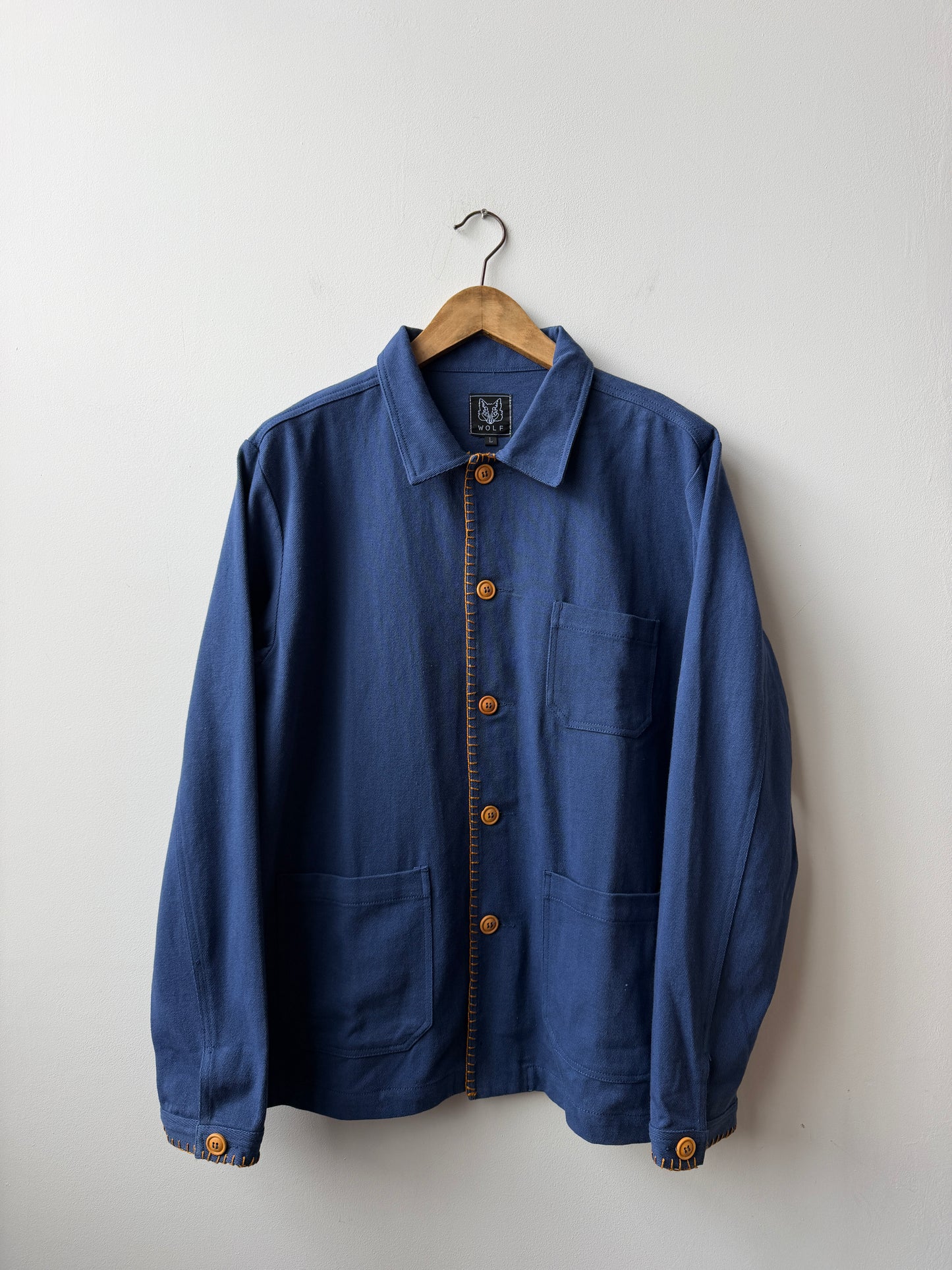 WOLF Reworked Chore Jacket Contrast Blanket Stitch - Large