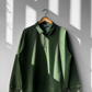 Faded Quarter Zip Sweatshirt Bottle Green Washed Cotton