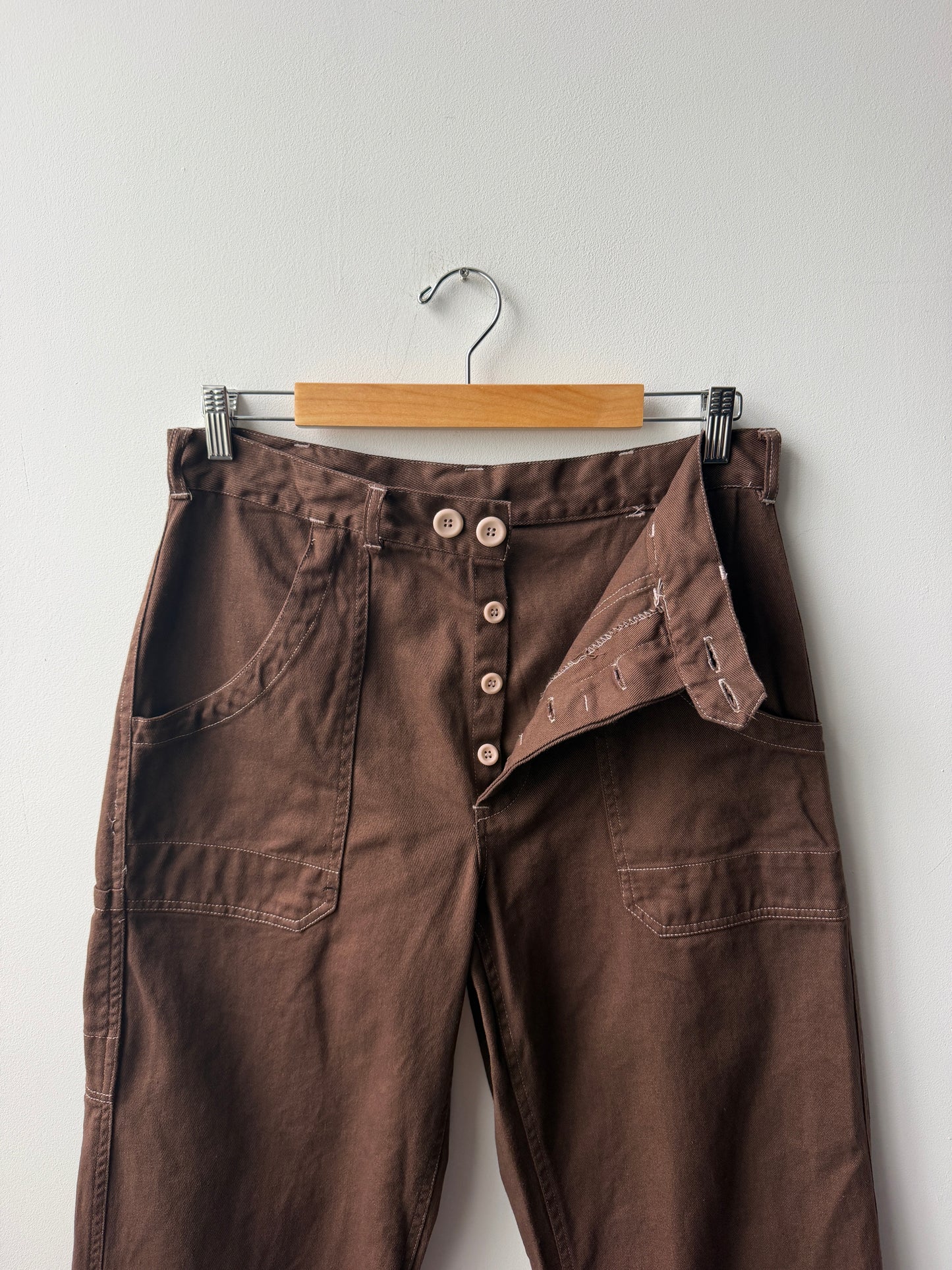 Vintage Brown Workwear Pants Double Button