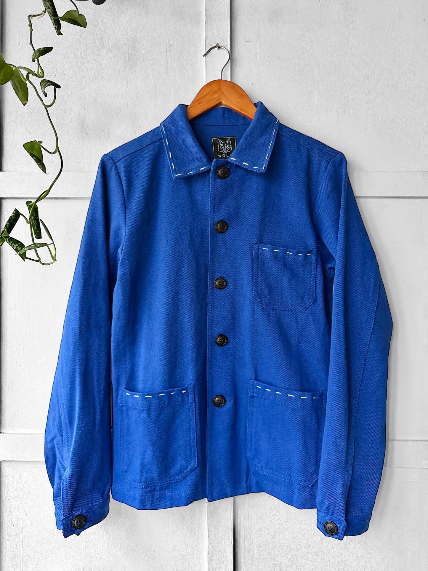 Contrast Stitch Reworked WOLF Chore Jacket Bugatti Blue - XS