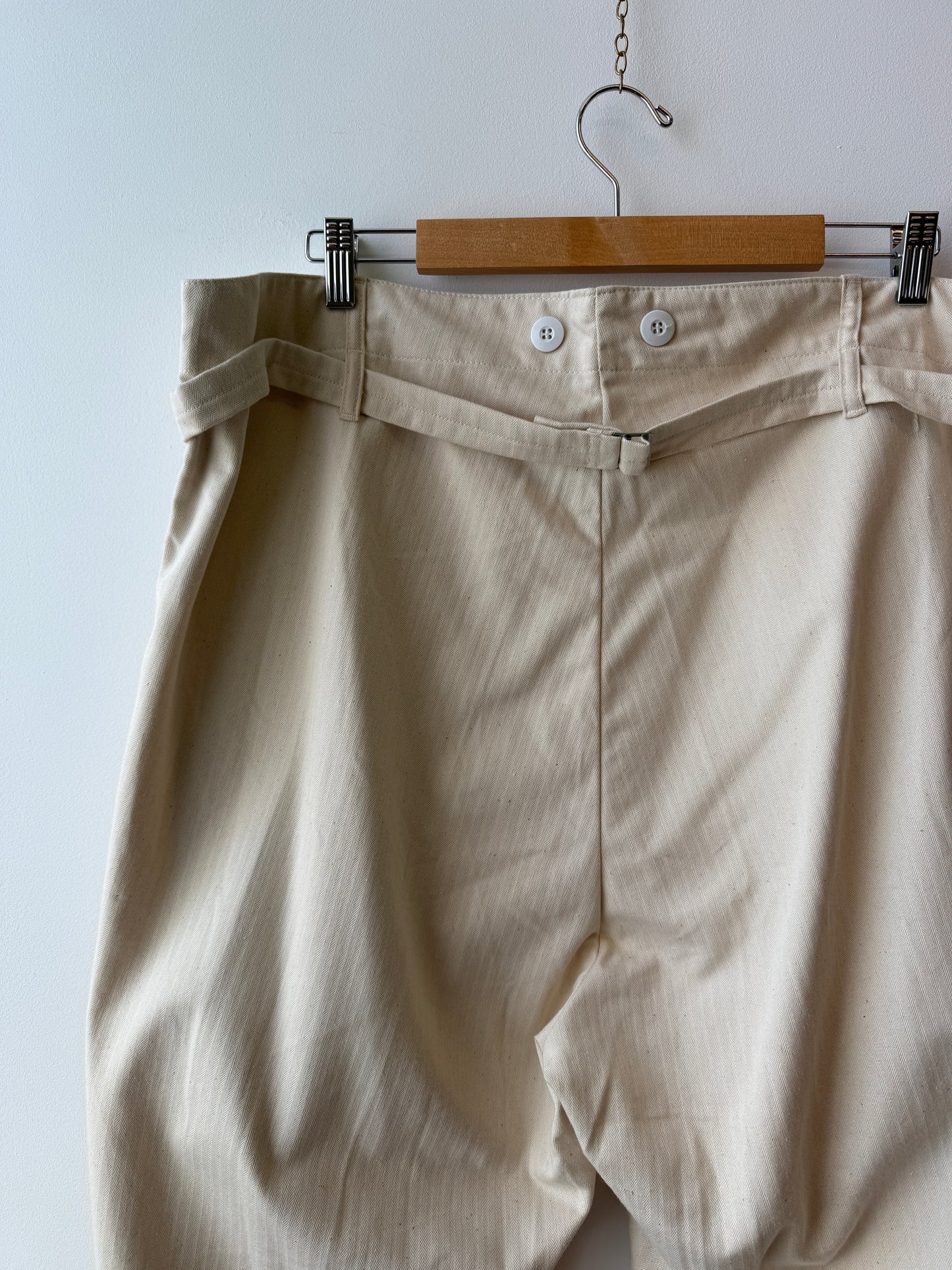 Vintage 80s Cream Herringbone German Workwear Pants