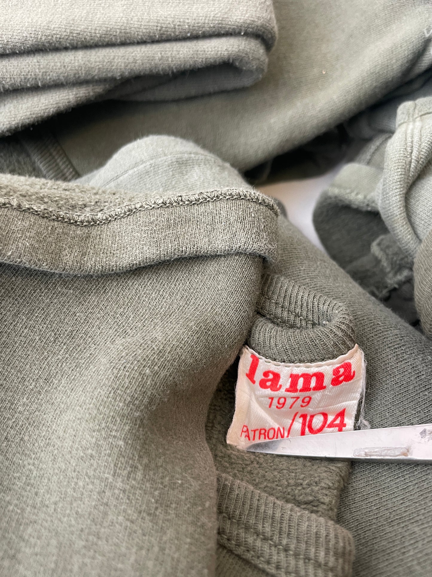 Vintage 70s French Sweatshirt Army Grey