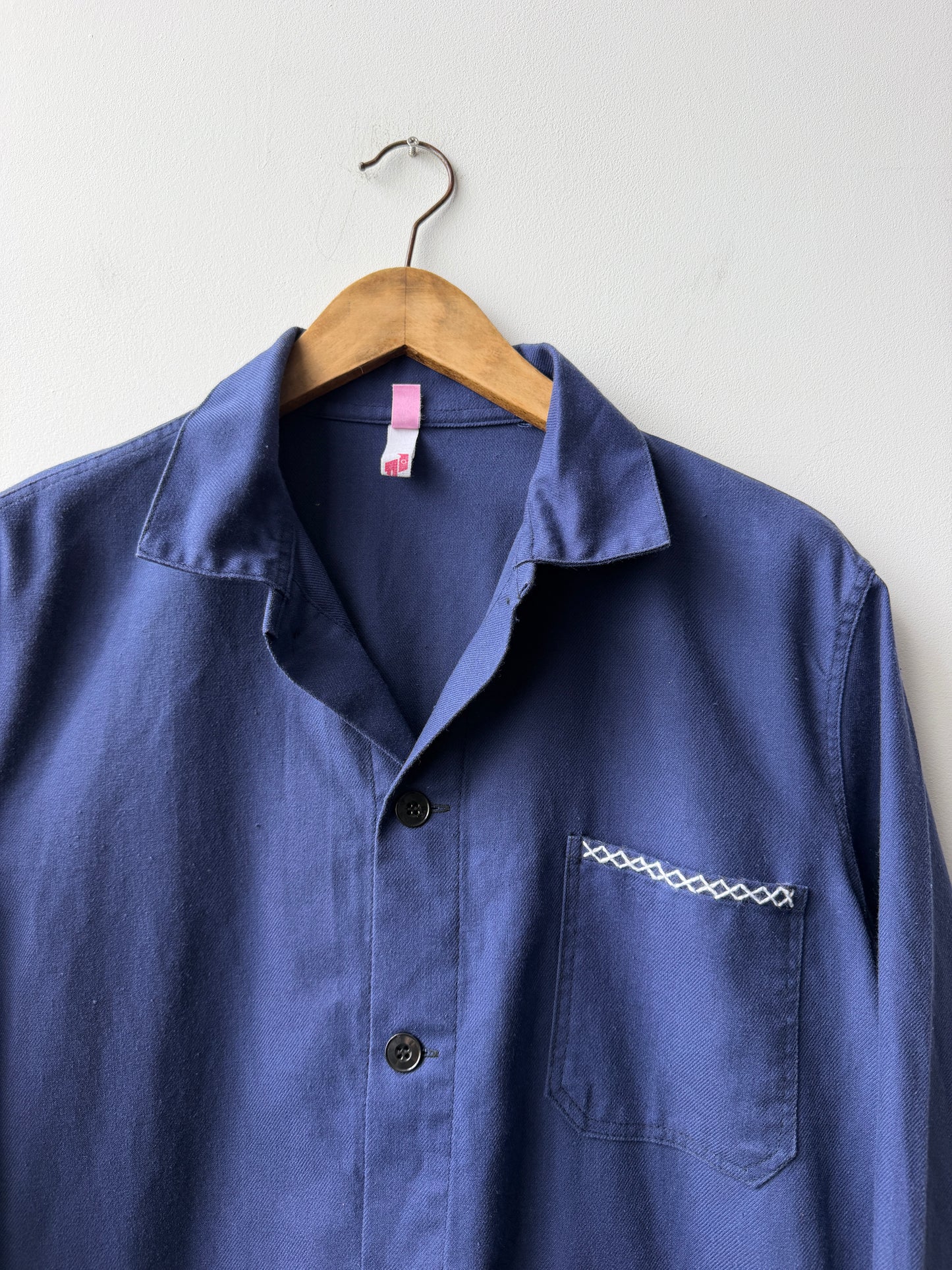 Vintage French Chore Jacket Reworked Contrast White Stitch