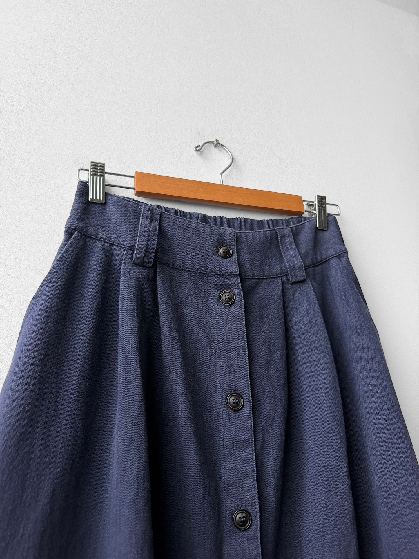 1950s Button Down A-line Utility Skirt Navy Blue