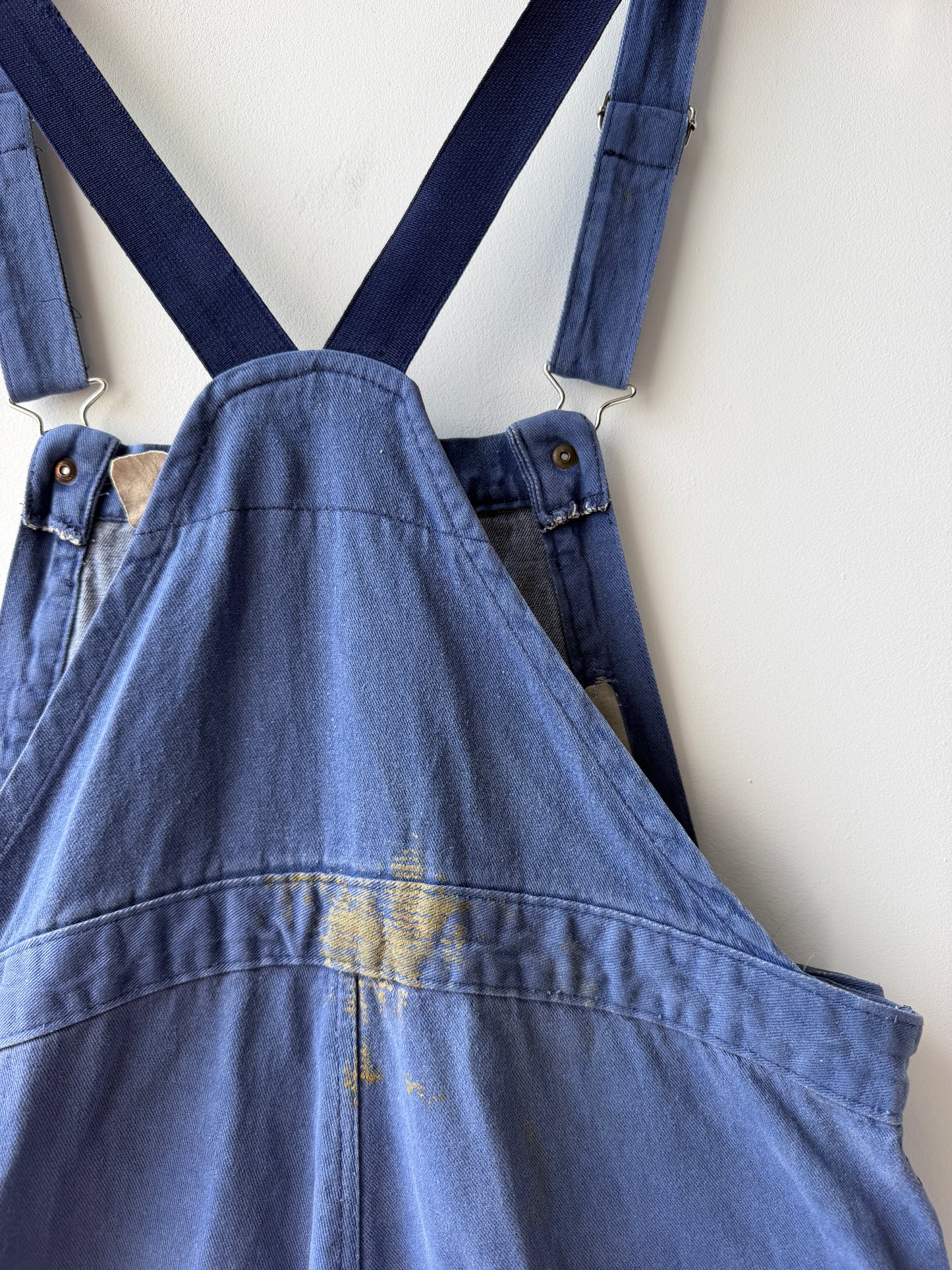 Vintage Patched Painters Workwear Dungarees Chalk Blue