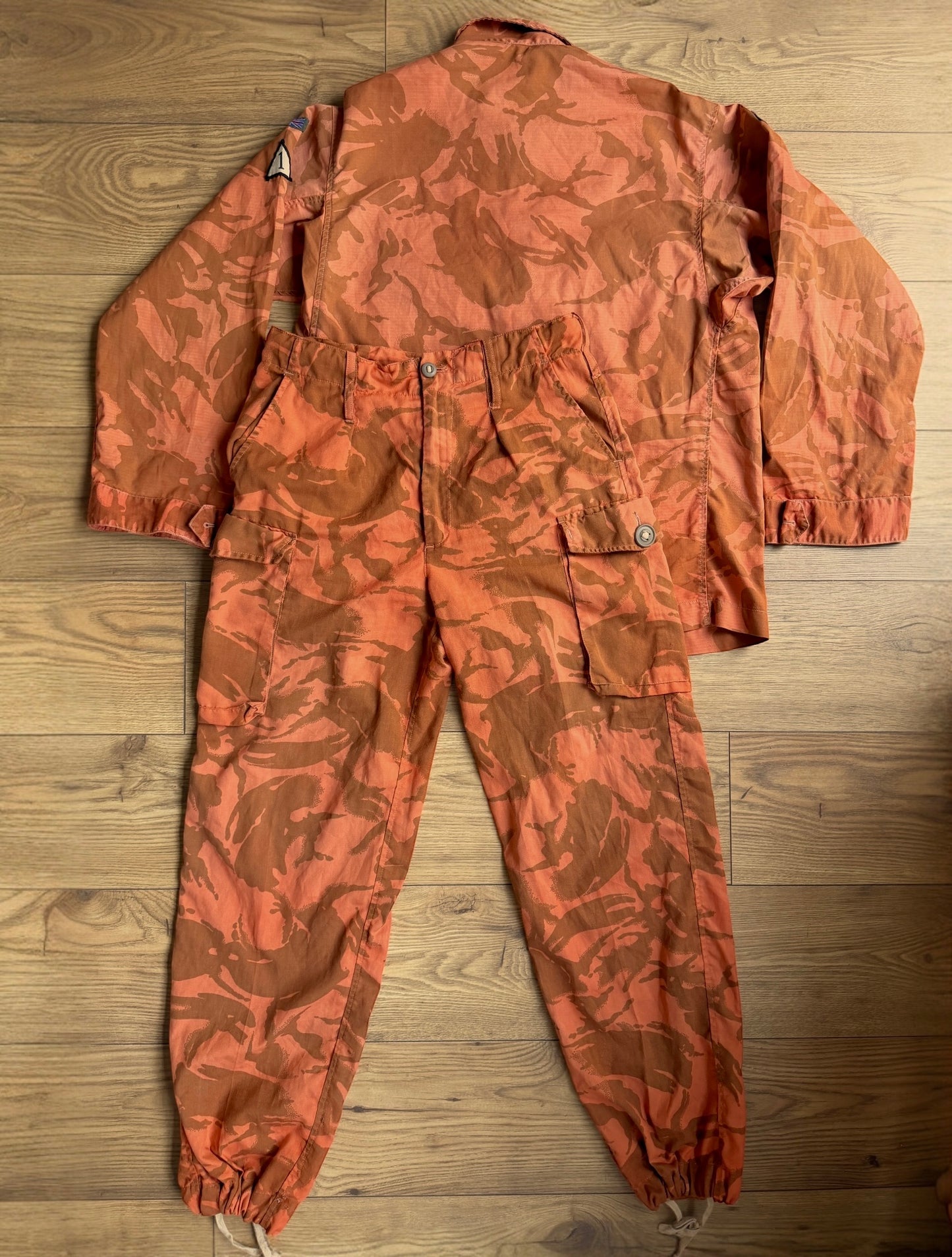 Vintage Reworked Orange 2 Piece Camo Suit