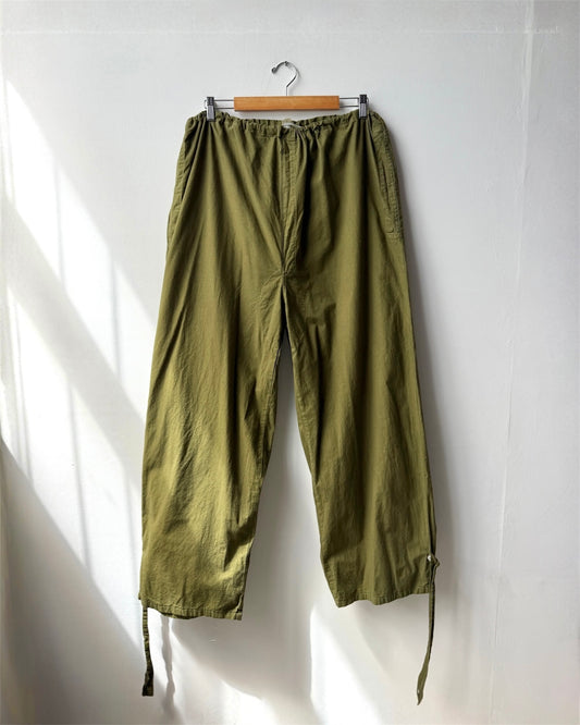 Vintage Cotton Drawstring Army Green Military Pants
