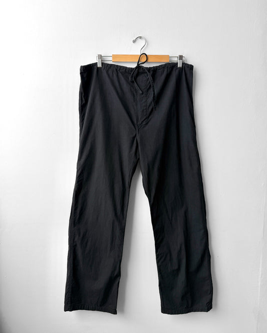 Vintage Cotton Drawstring Black Military Pants Reworked