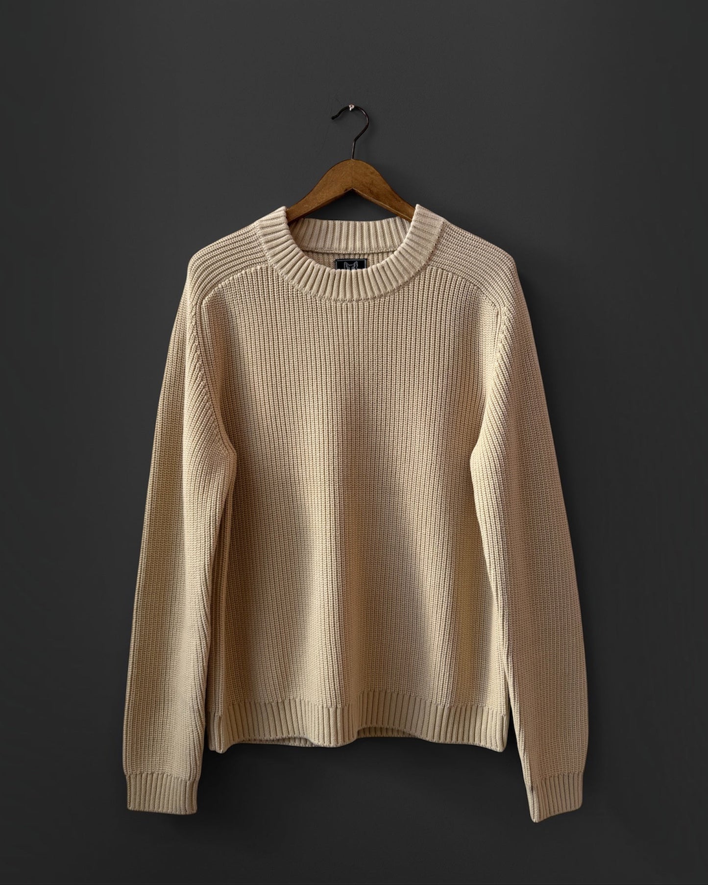 Organic Fisherman Jumper Chunky Knit Ecru Beige