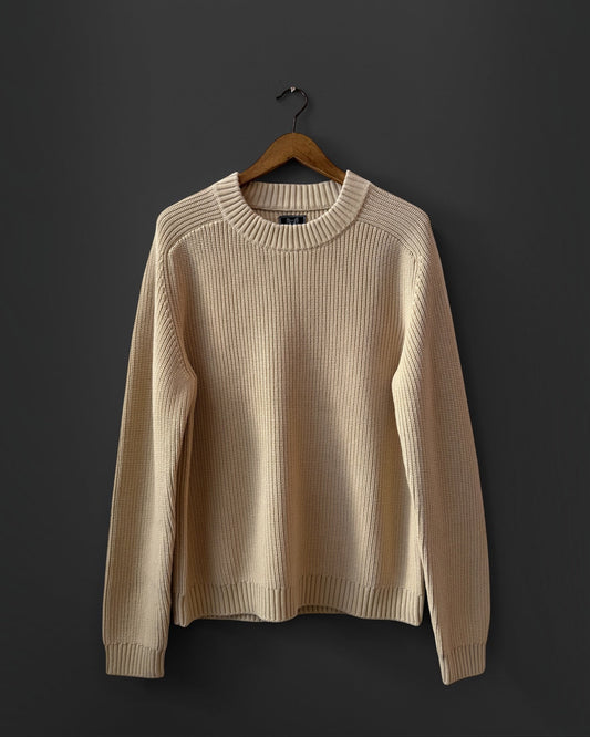 Organic Fisherman Jumper Chunky Knit Ecru Beige