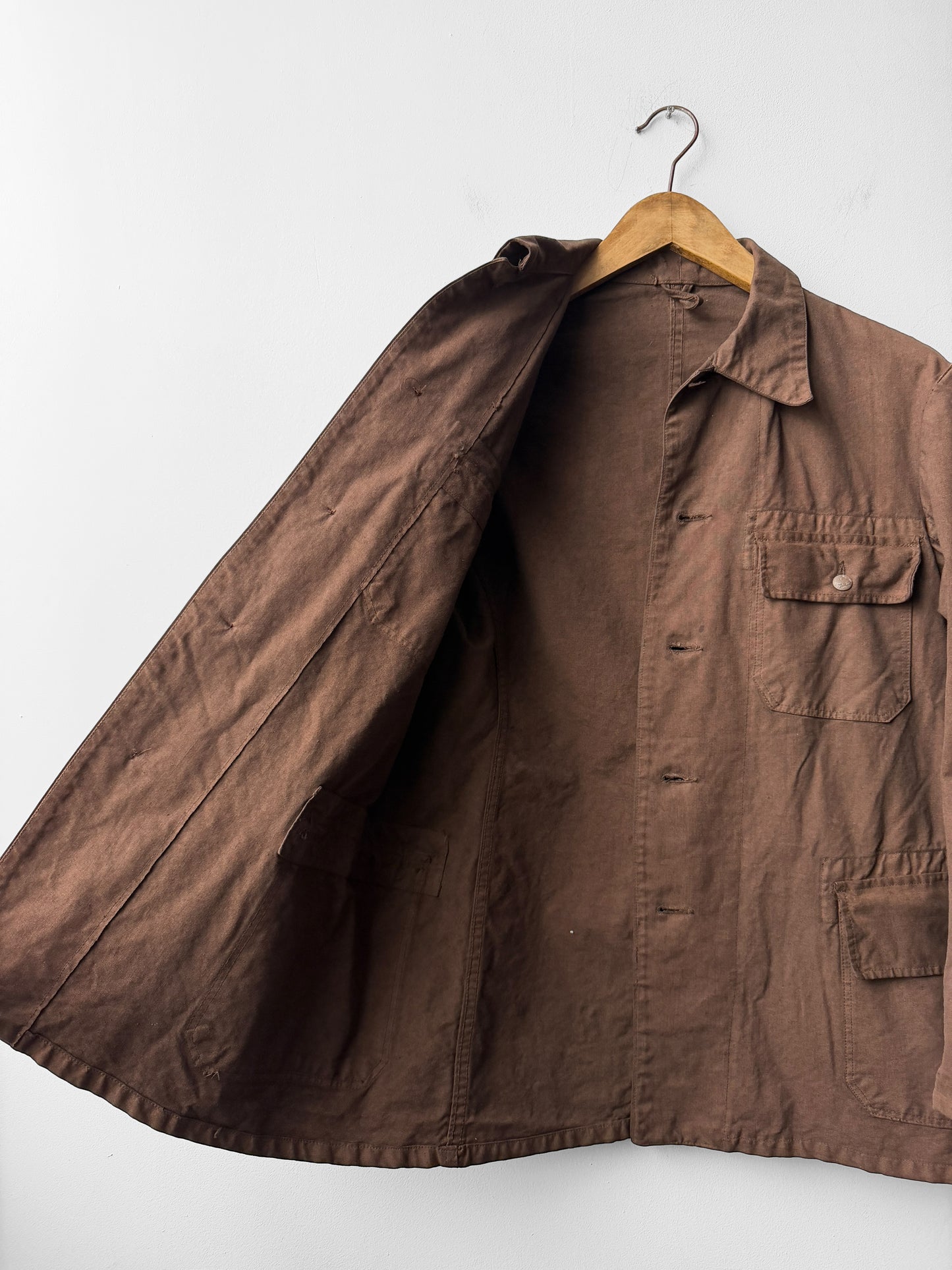 Reworked Vintage Brown Jacket Swedish Rainbow Buttons