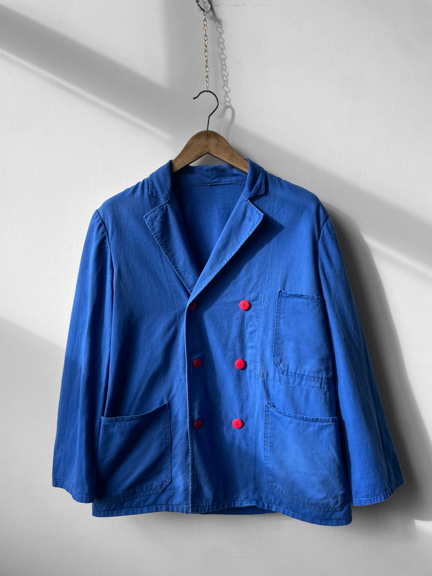 Vintage Double Breasted Blue Workwear Jacket - M