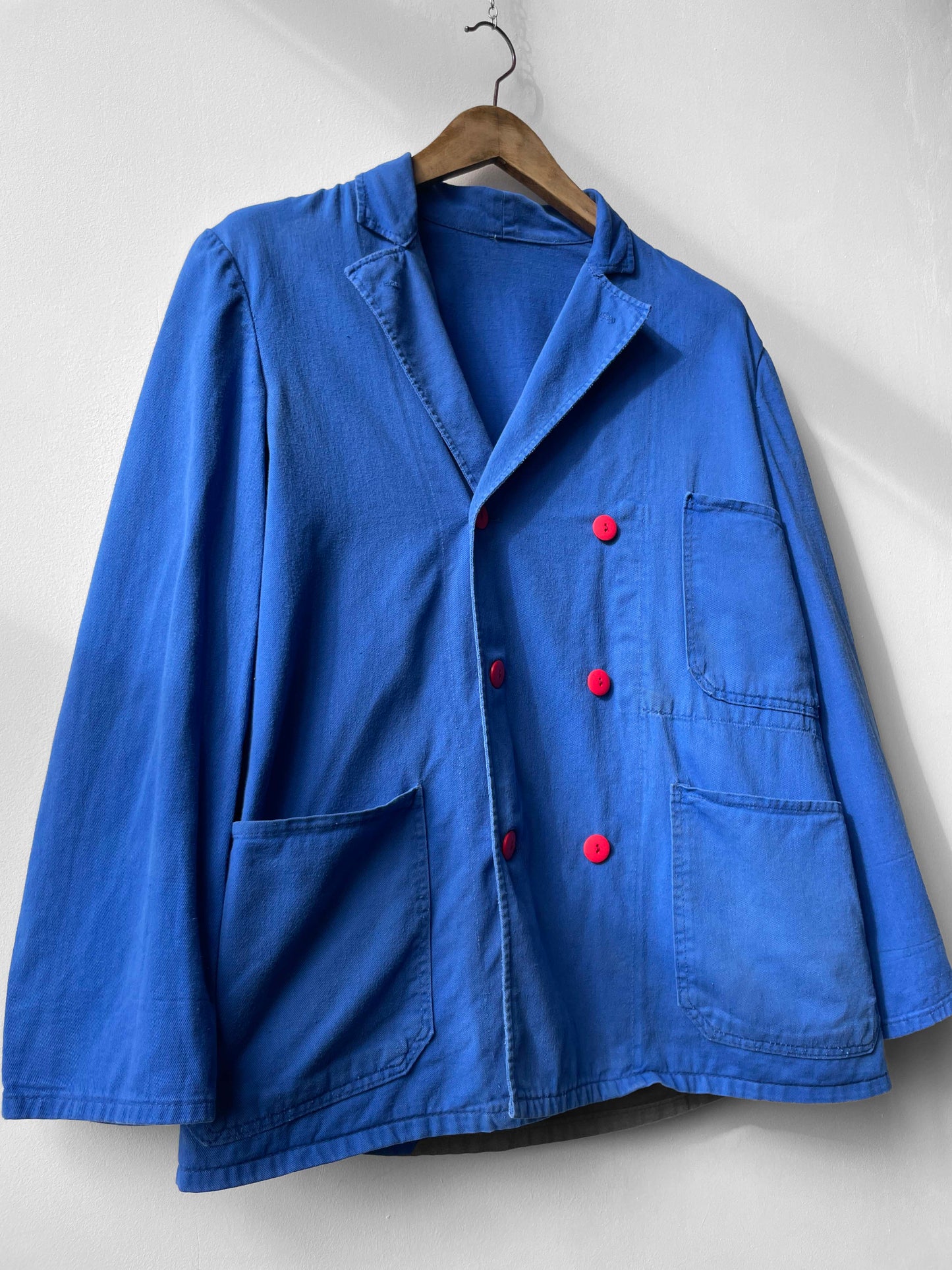 Vintage Double Breasted Blue Workwear Jacket - M
