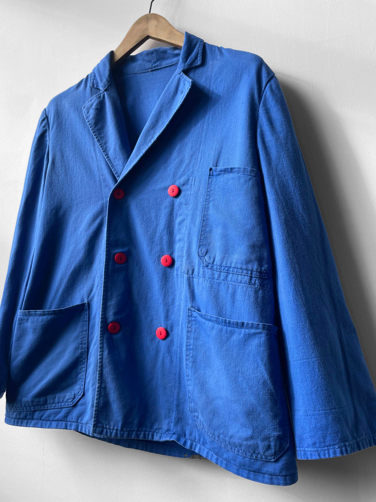 Vintage Double Breasted Blue Workwear Jacket - M