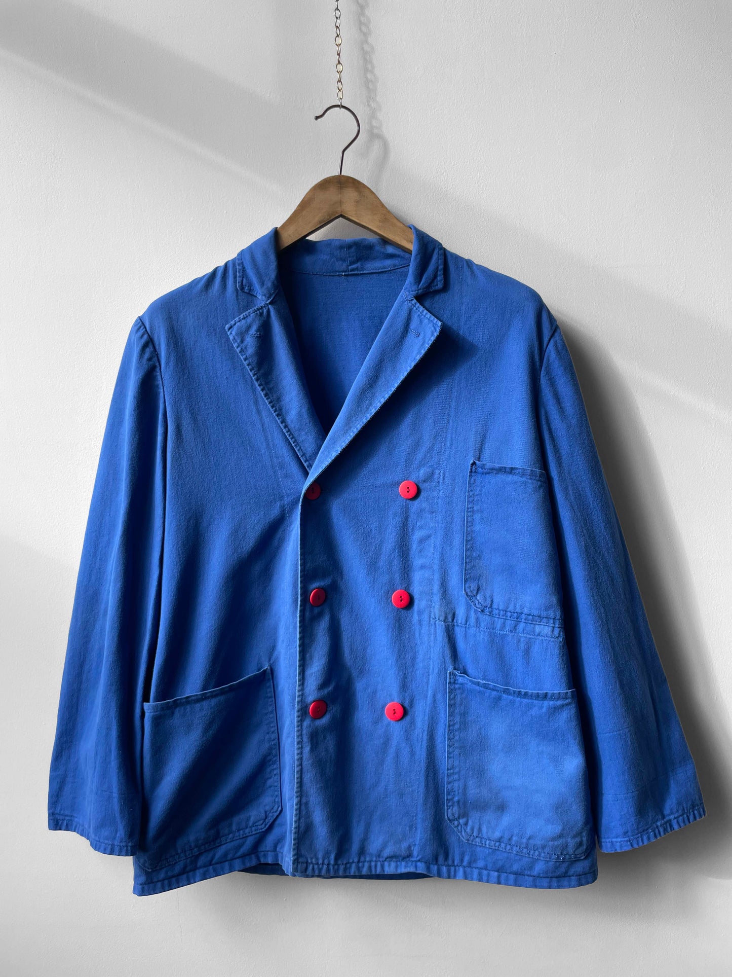 Vintage Double Breasted Blue Workwear Jacket - M