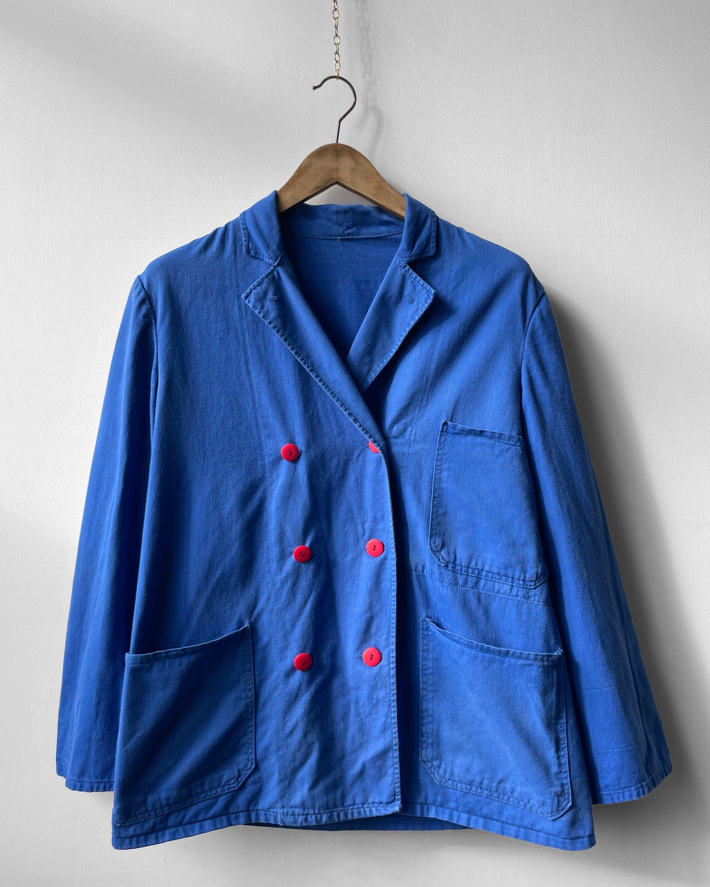 Vintage Double Breasted Blue Workwear Jacket - M