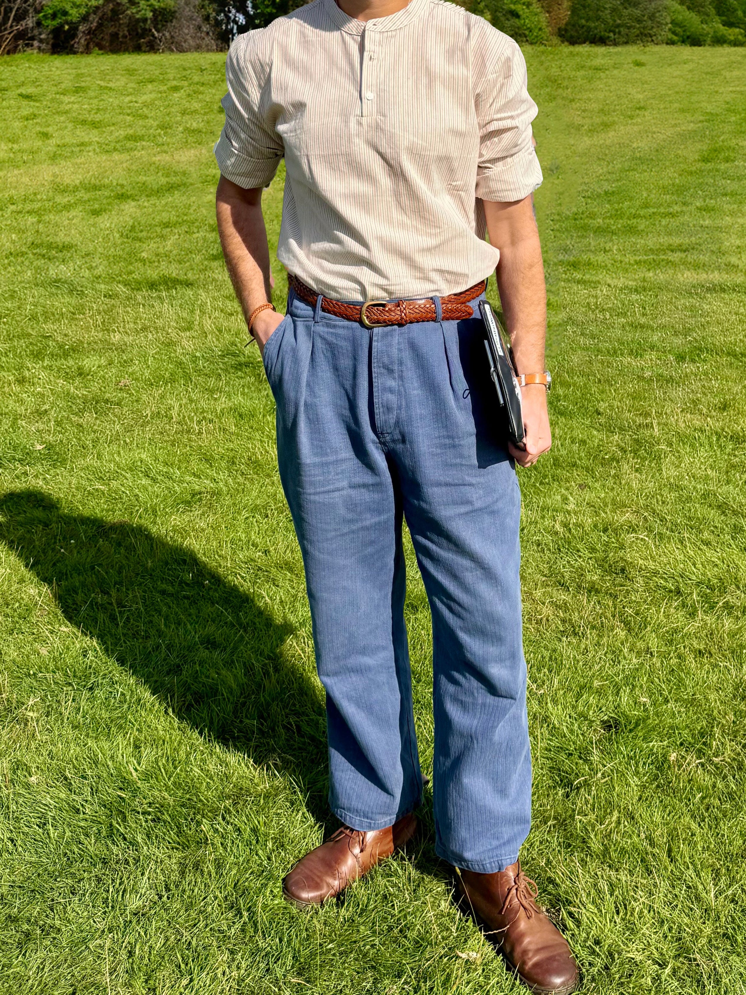 French Work Pants Indigo Blue Herringbone – Wolf Clothing