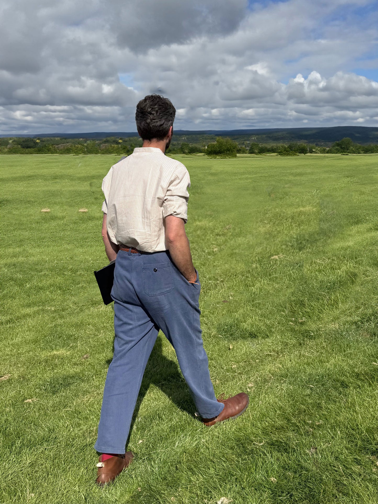Herringbone French Work Pants Indigo Blue