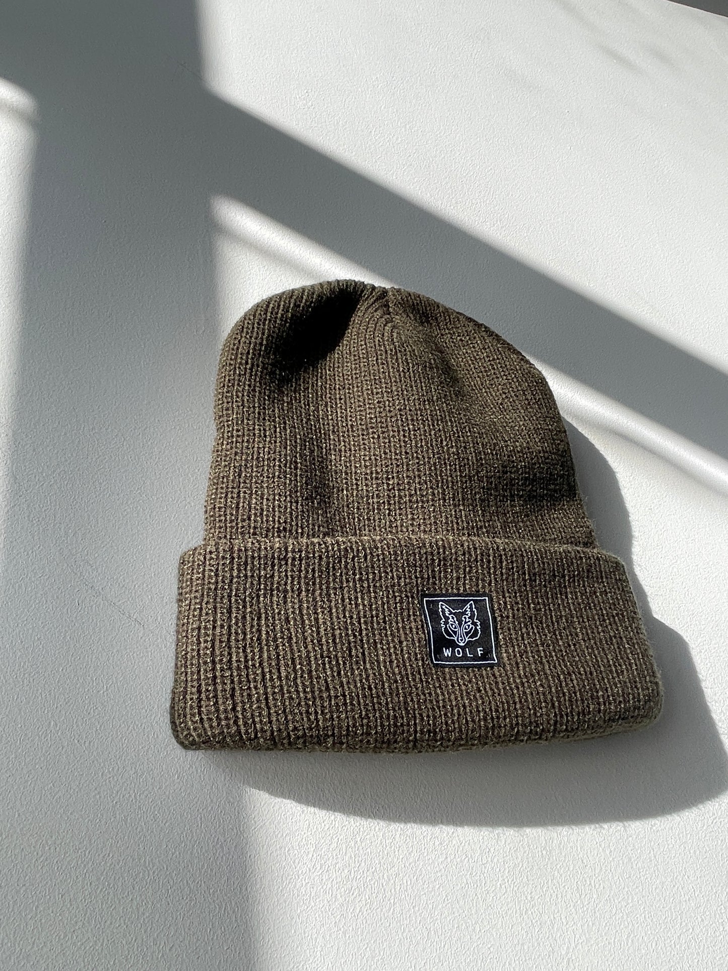 Knitted Khaki Green Beanie Hat