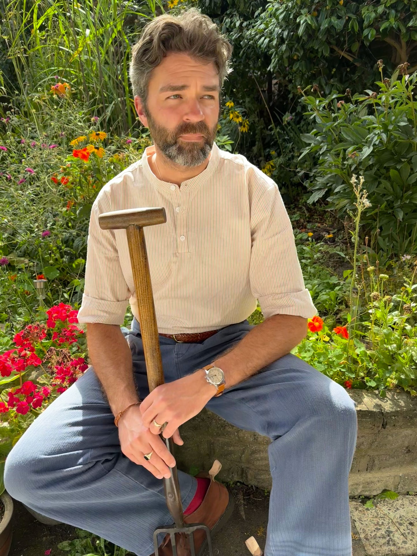 French Work Pants Indigo Blue Herringbone